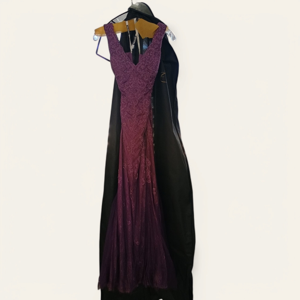 Castle Couture Purple Wedding Gown Size 14 Women's Zip Long Dress